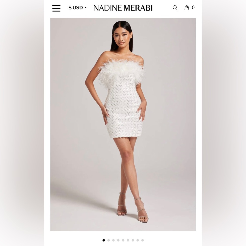 NADINE MERABI HARLOW WHITE DRESS. Size M